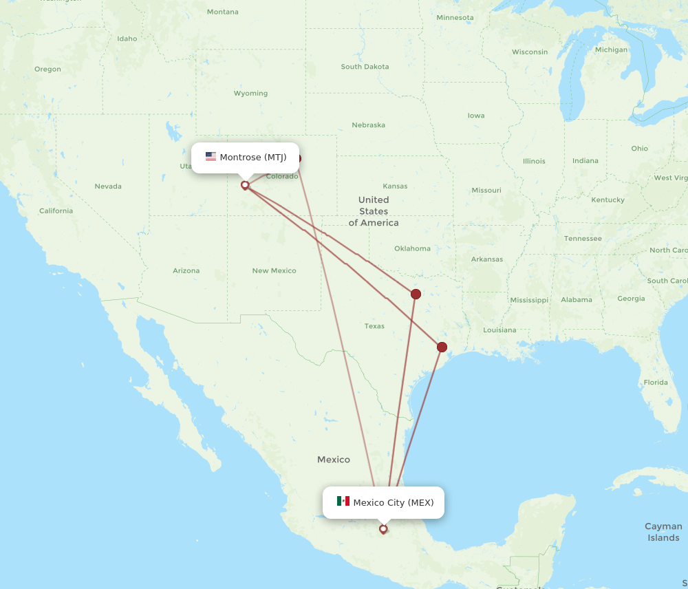 MTJ to MEX flights and routes map