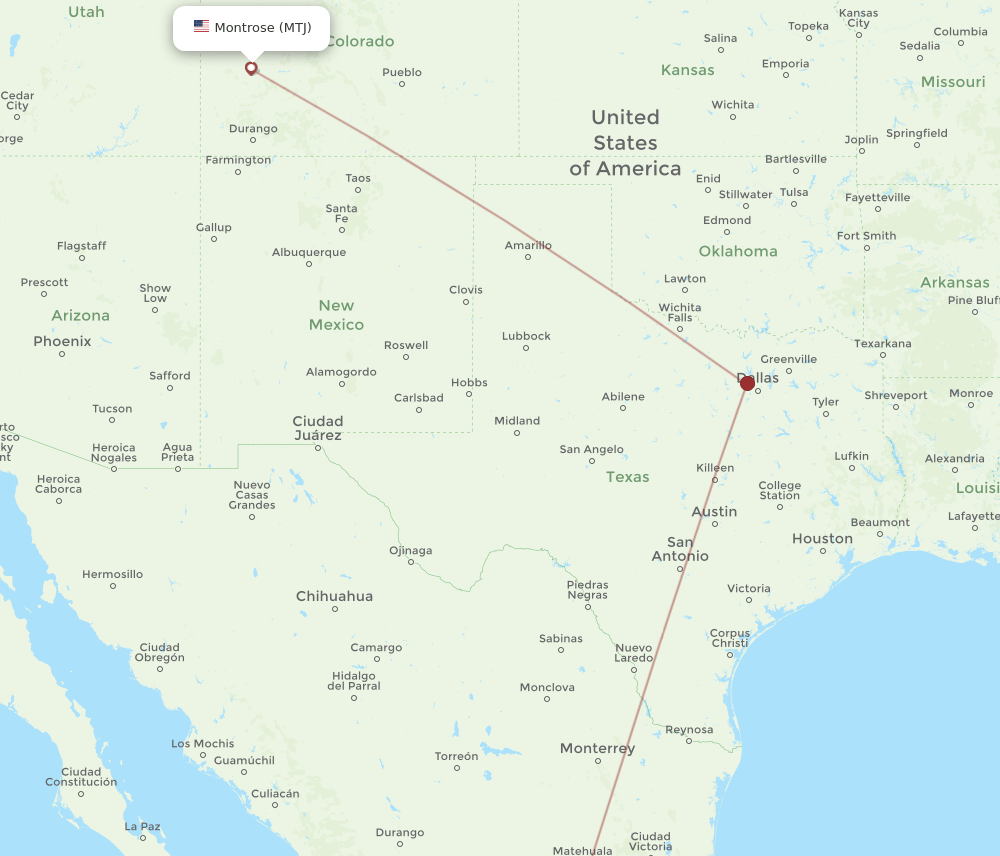 MTJ to SLP flights and routes map