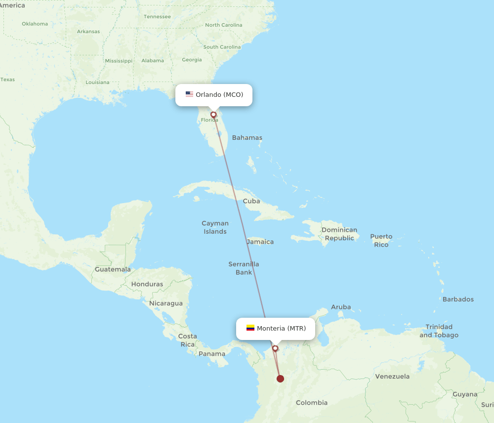 MTR to MCO flights and routes map