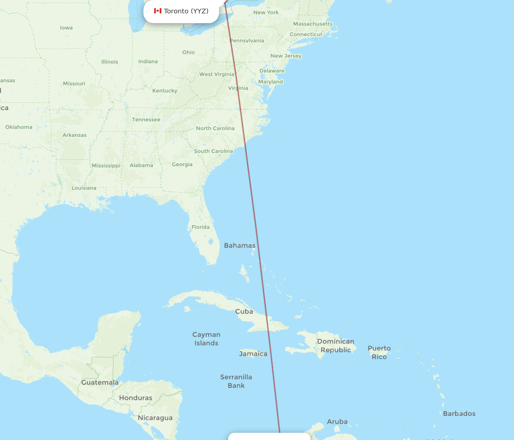 Toronto - Monteria route map and flight paths