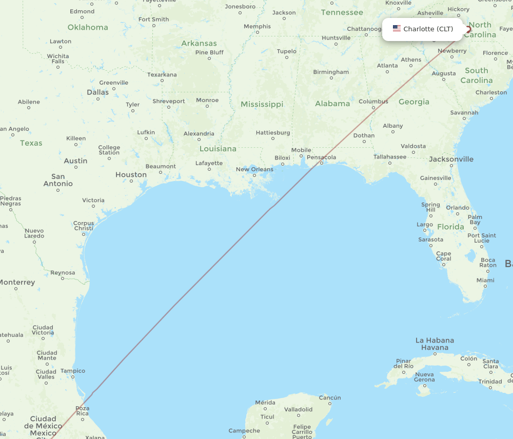 MTT to CLT flights and routes map