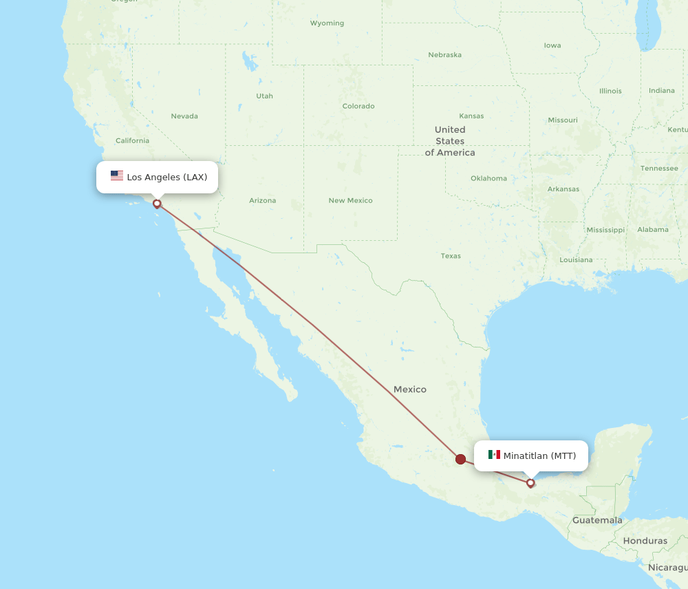 MTT to LAX flights and routes map