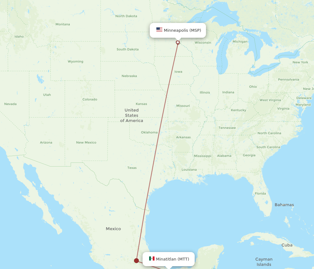 MTT to MSP flights and routes map