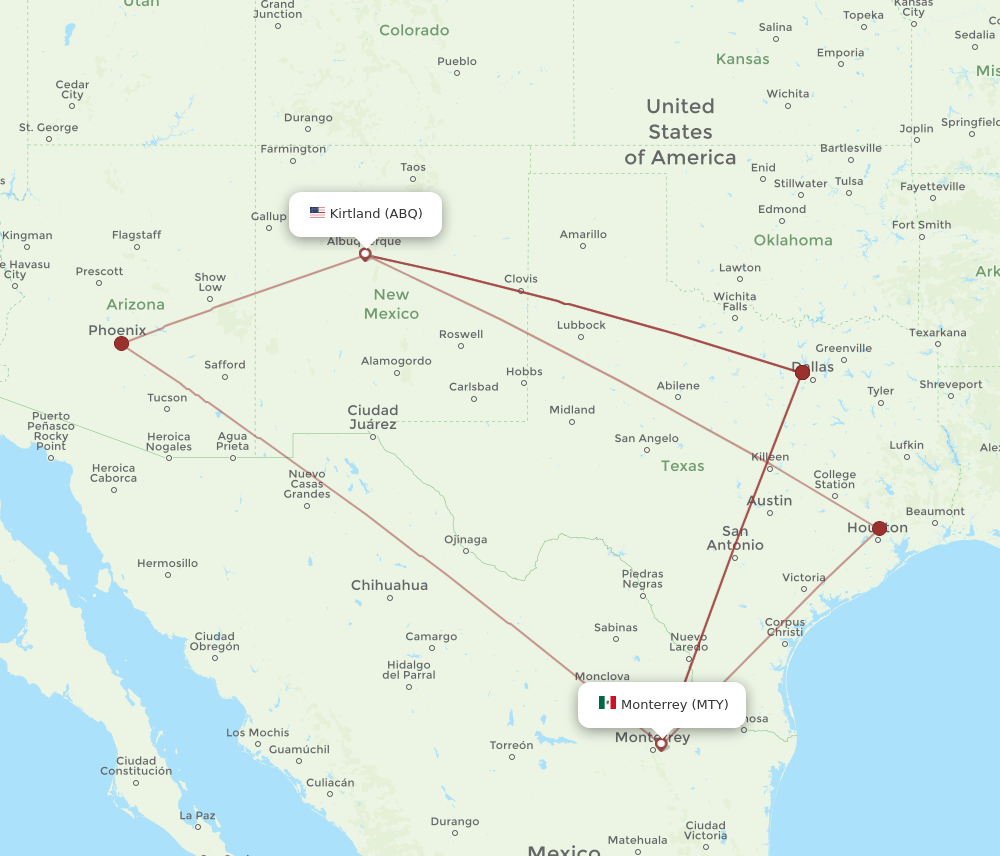 MTY-ABQ flight routes