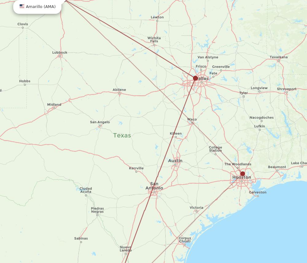 MTY-AMA flight routes