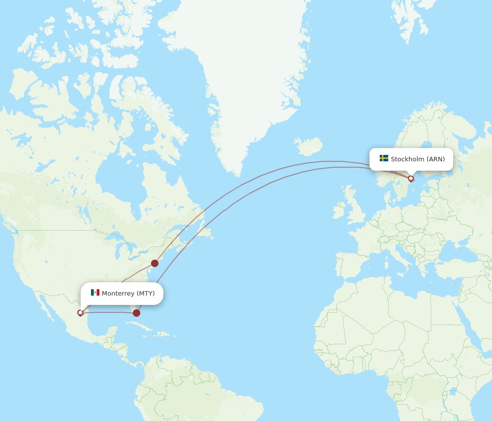 MTY-ARN flight routes