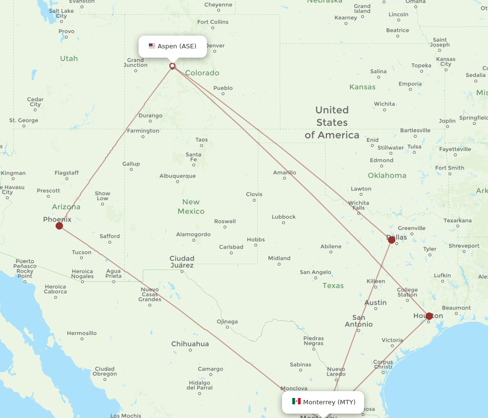 MTY-ASE flight routes