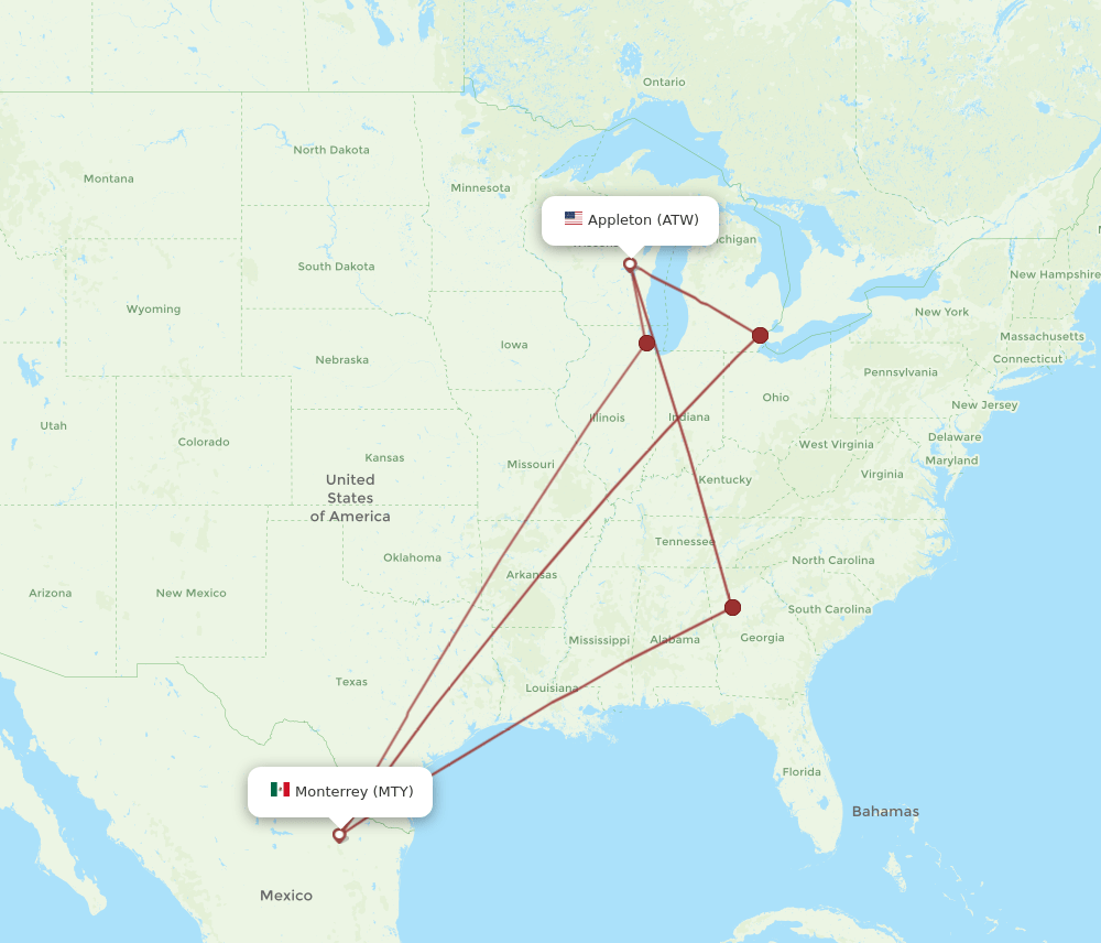 MTY-ATW flight routes