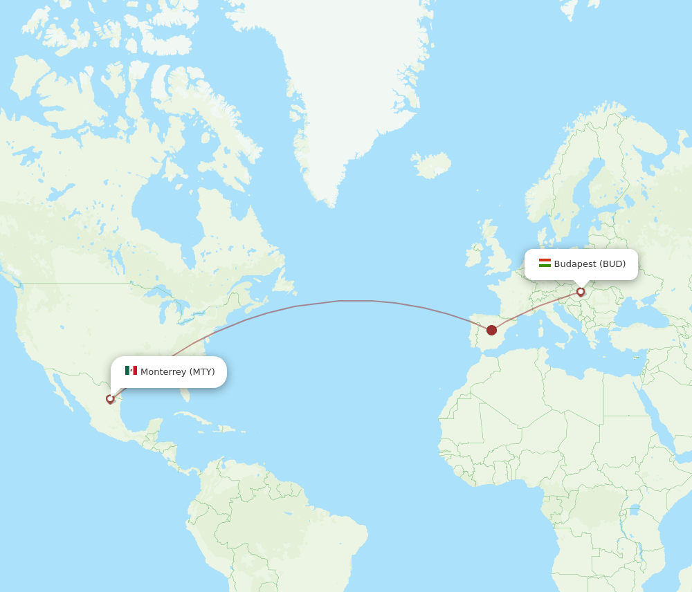 MTY-BUD flight routes