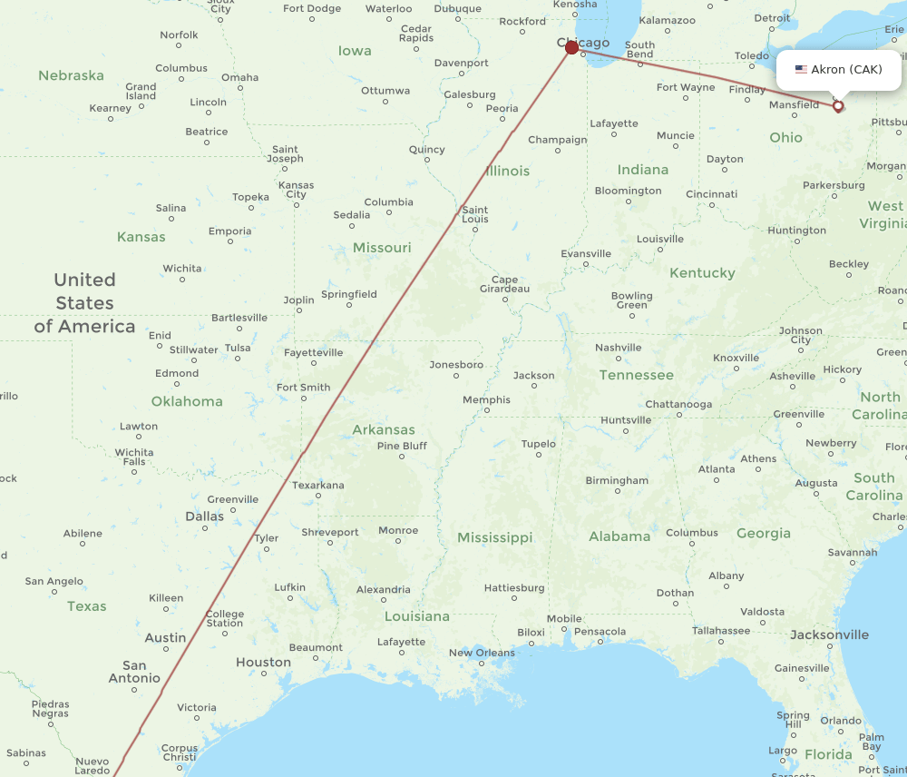 MTY-CAK flight routes