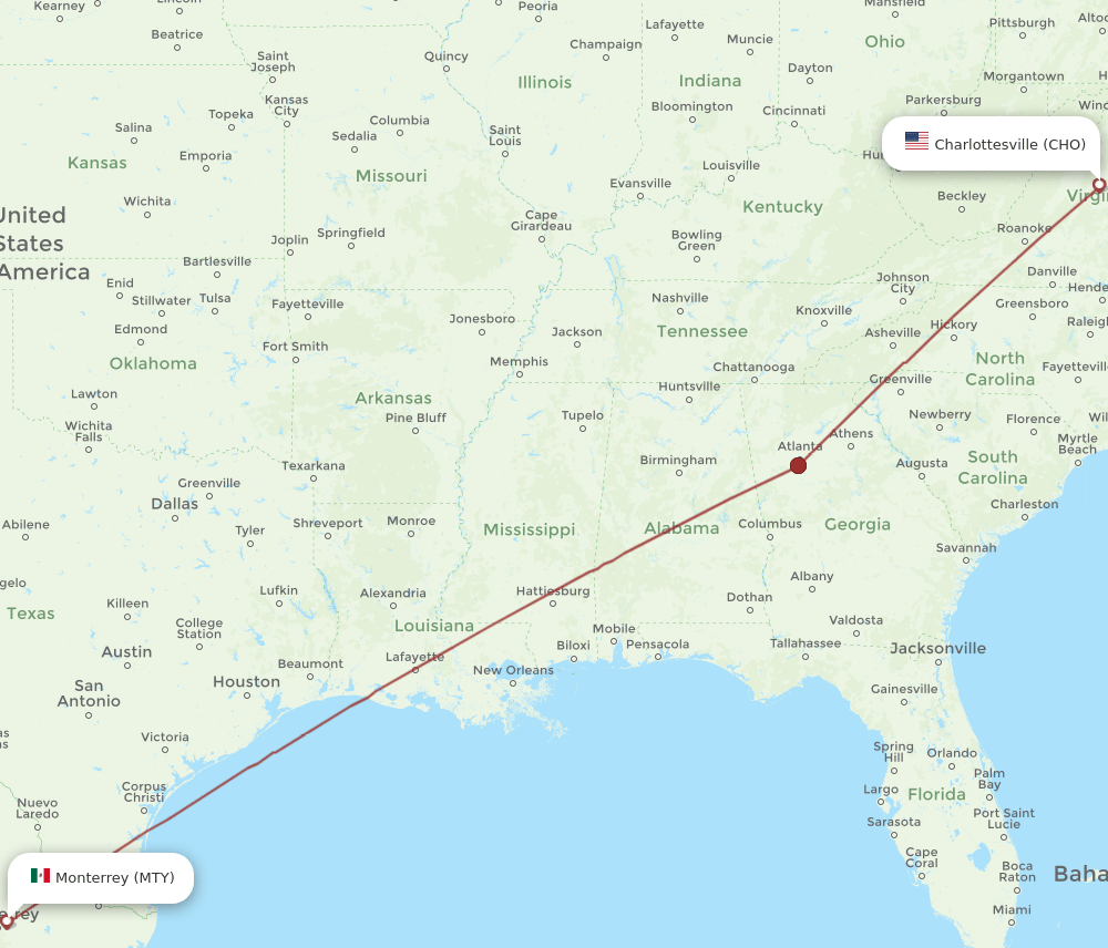 MTY-CHO flight routes