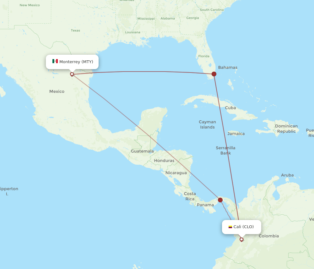 MTY-CLO flight routes