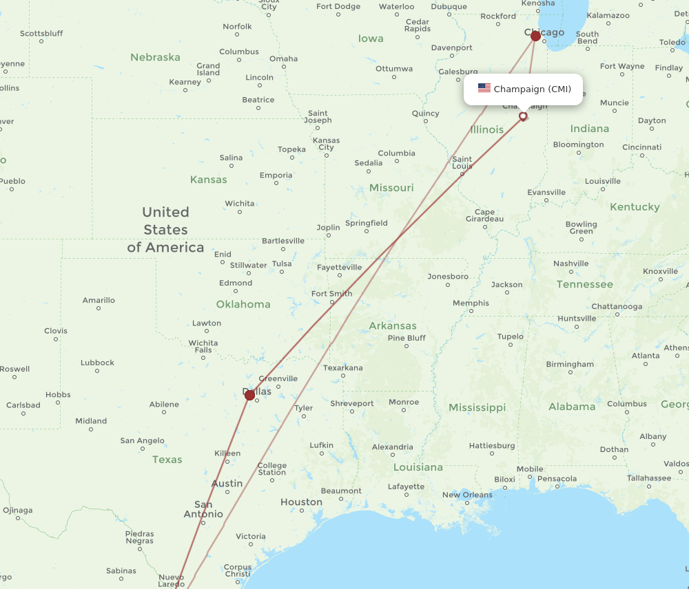MTY-CMI flight routes