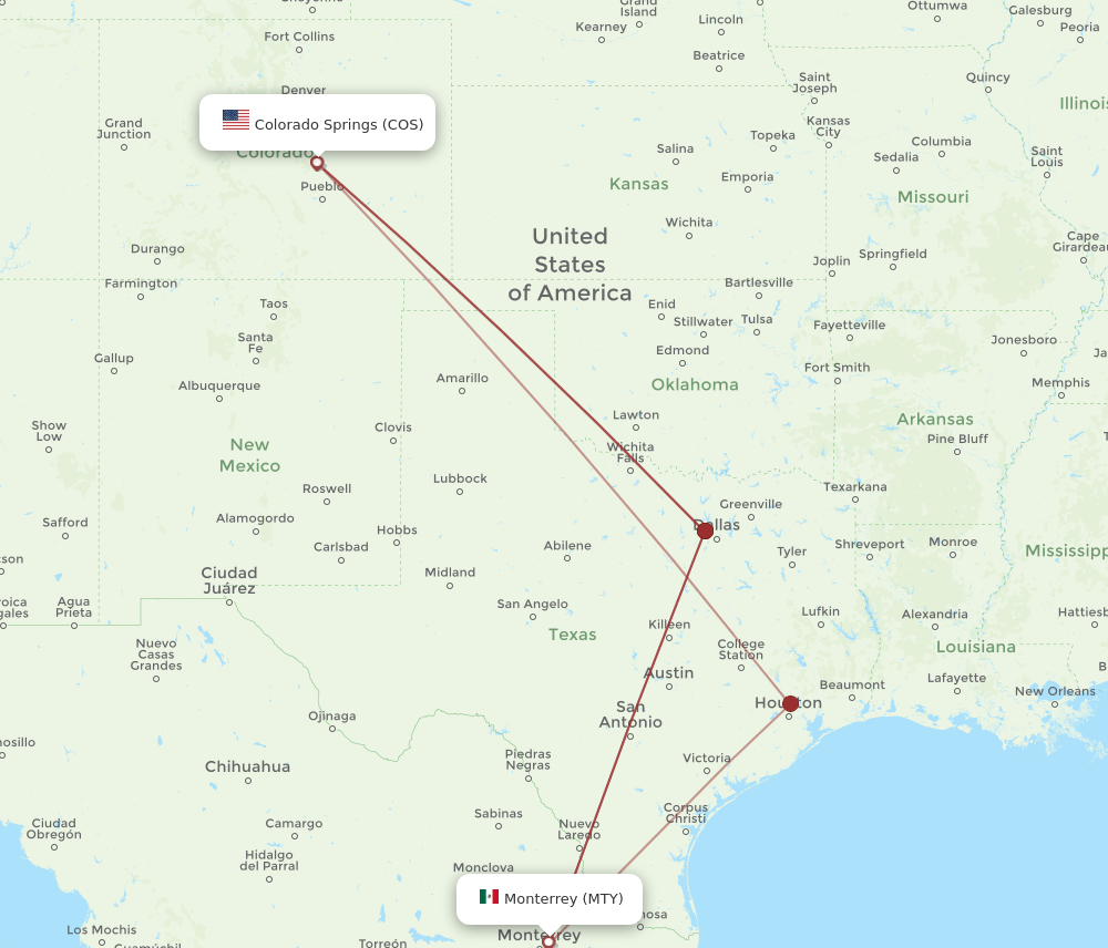 MTY-COS flight routes