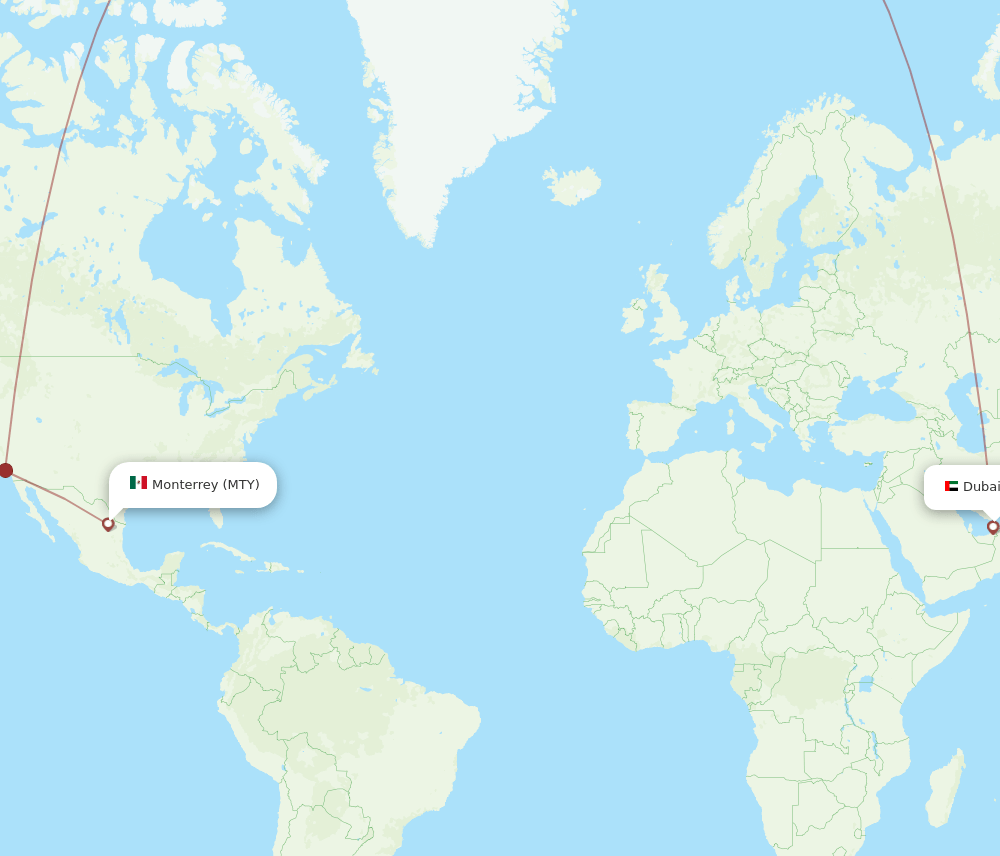 MTY-DXB flight routes