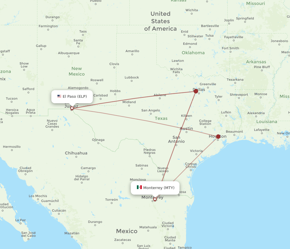 MTY-ELP flight routes