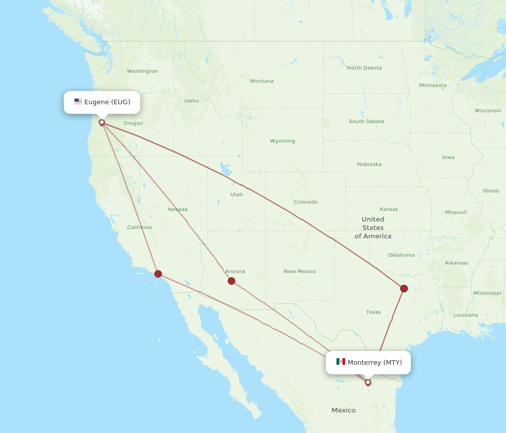 MTY-EUG flight routes