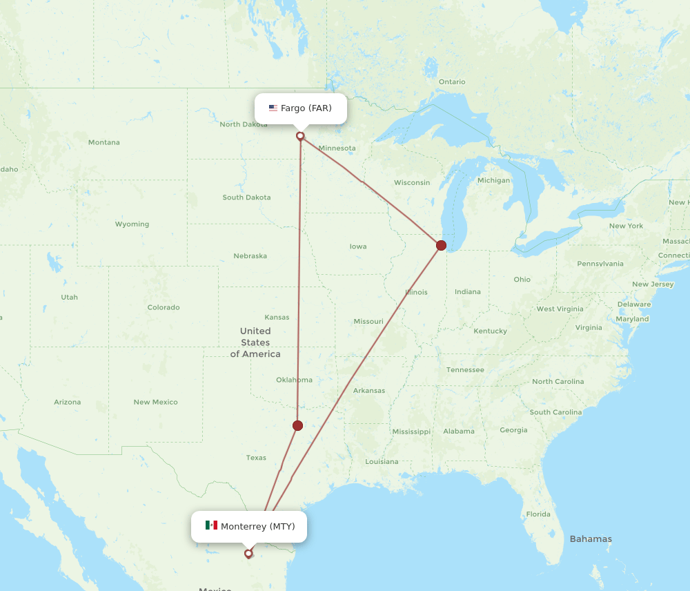 MTY-FAR flight routes