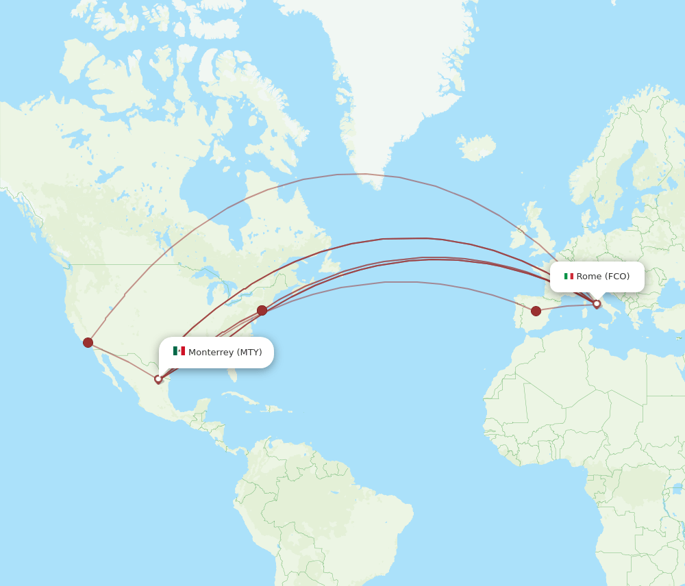 MTY-FCO flight routes