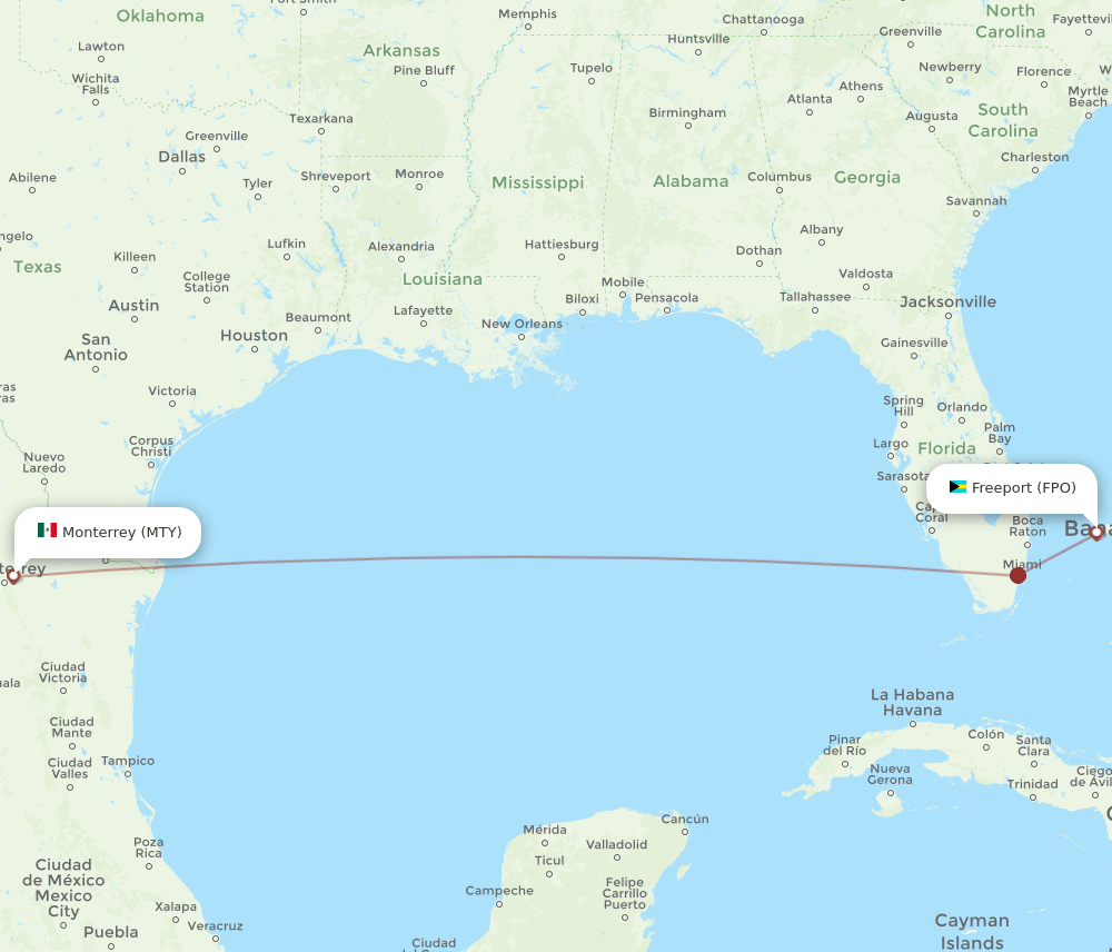 MTY-FPO flight routes