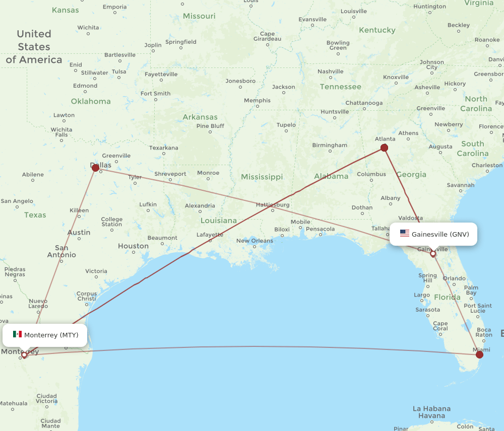 MTY-GNV flight routes