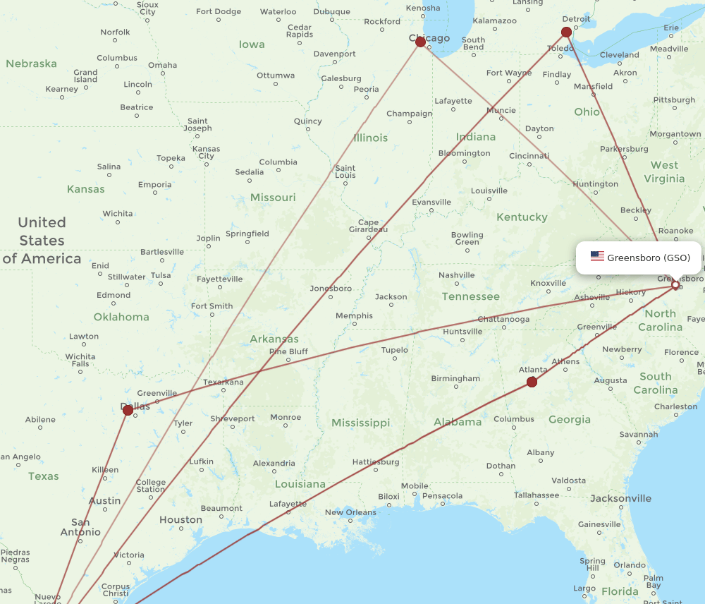 MTY-GSO flight routes