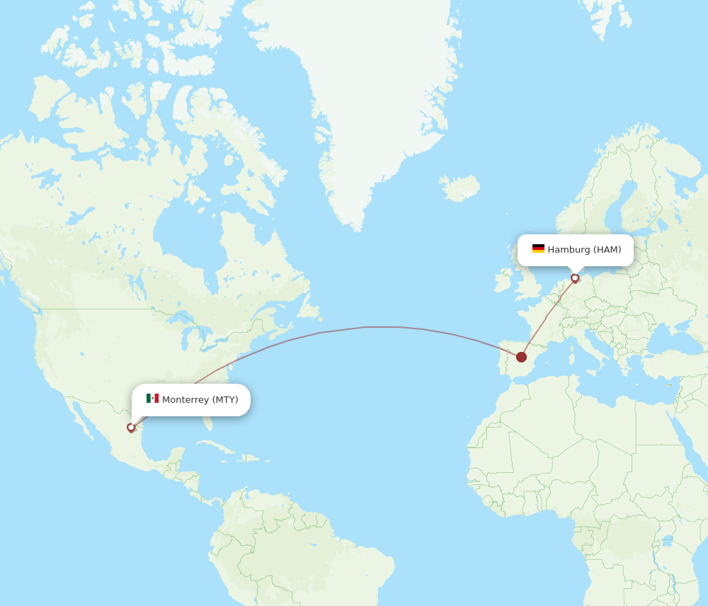 MTY-HAM flight routes