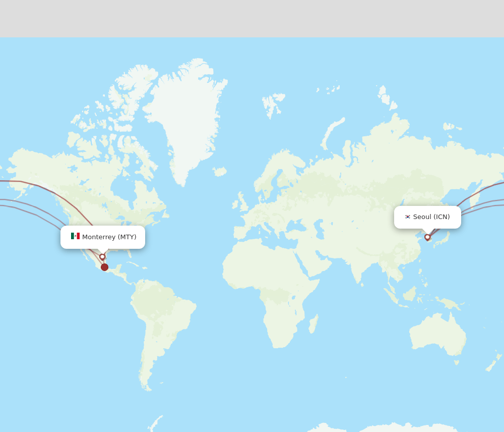 MTY-ICN flight routes