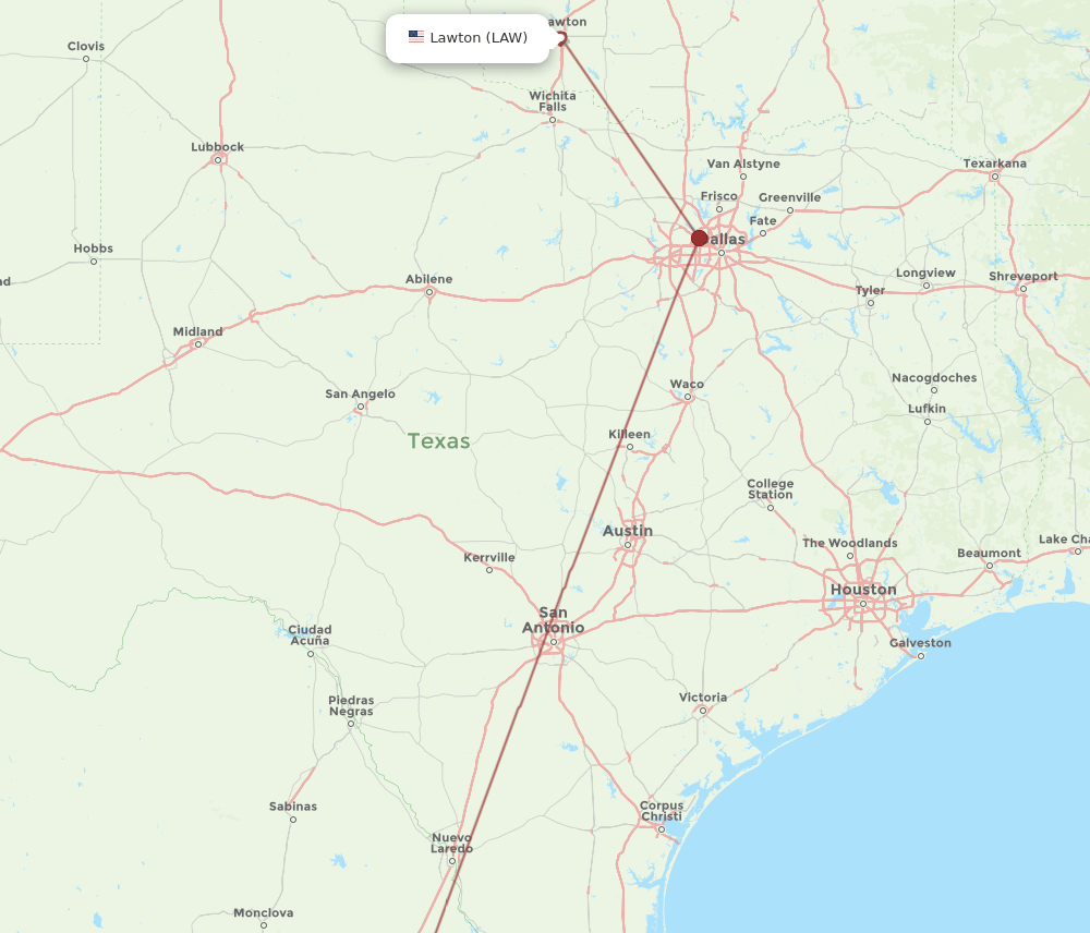 MTY to LAW flights and routes map