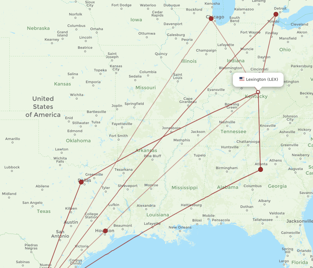 MTY-LEX flight routes
