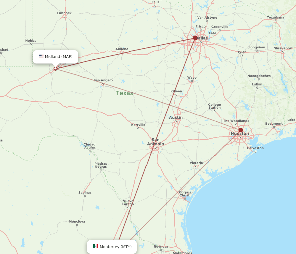 MTY-MAF flight routes