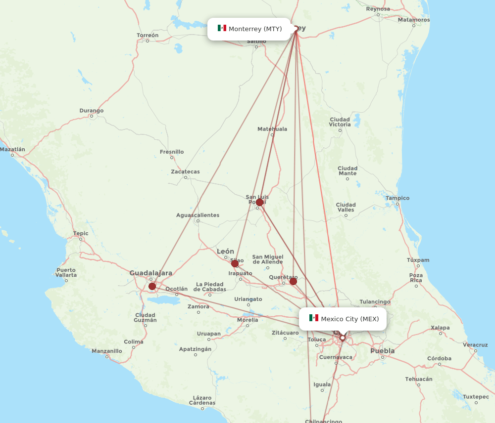 MTY-MEX flight routes