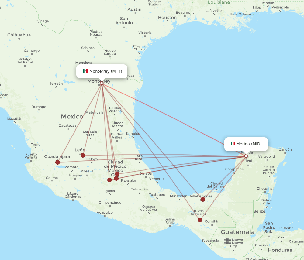 MTY-MID flight routes