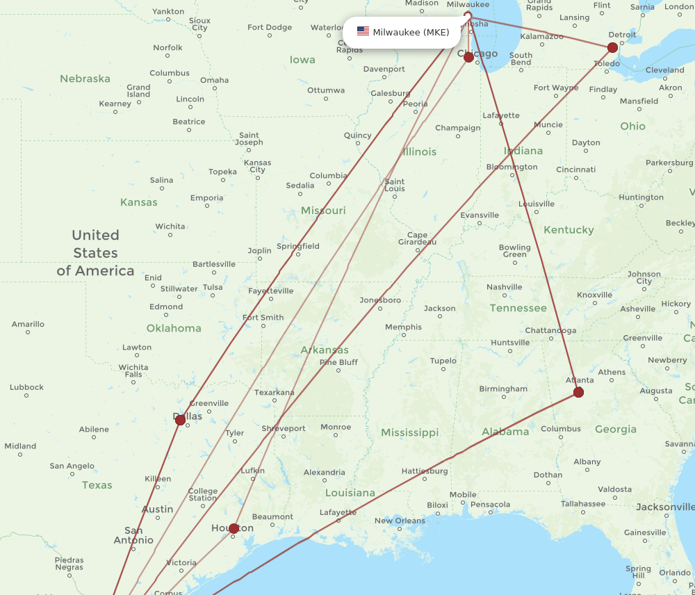 MTY-MKE flight routes