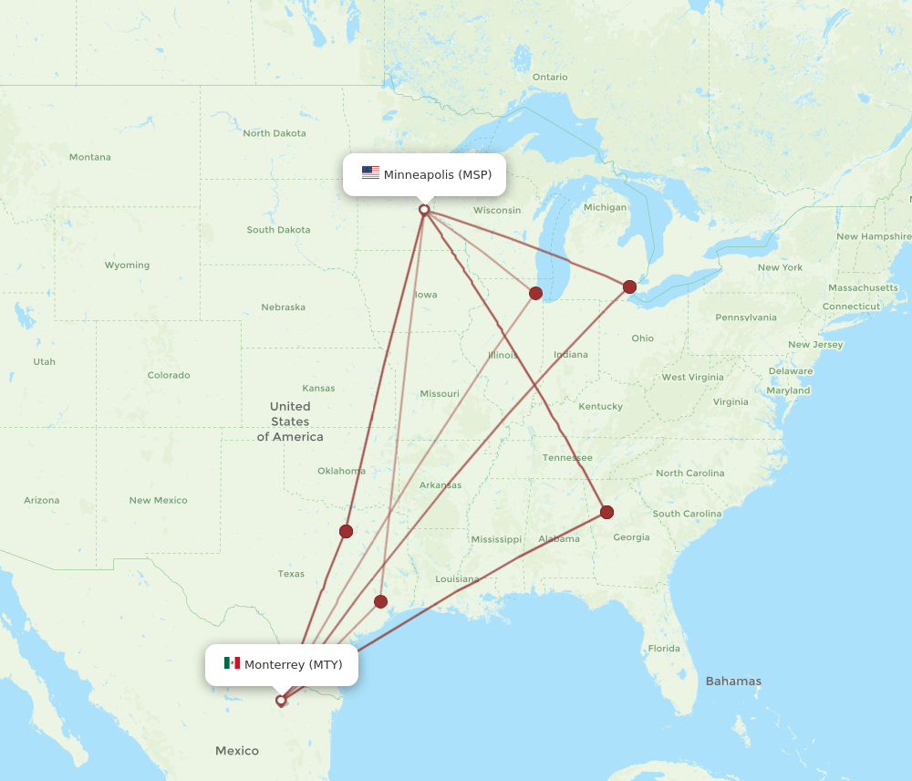 MTY-MSP flight routes