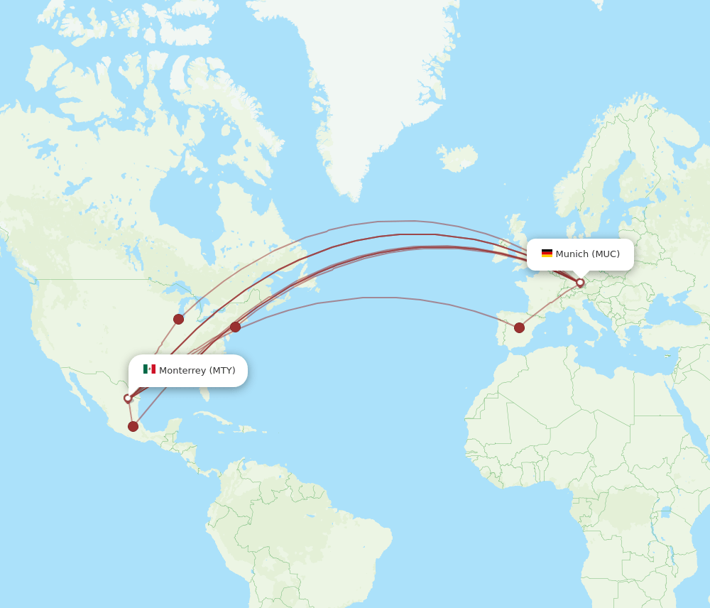 MTY-MUC flight routes