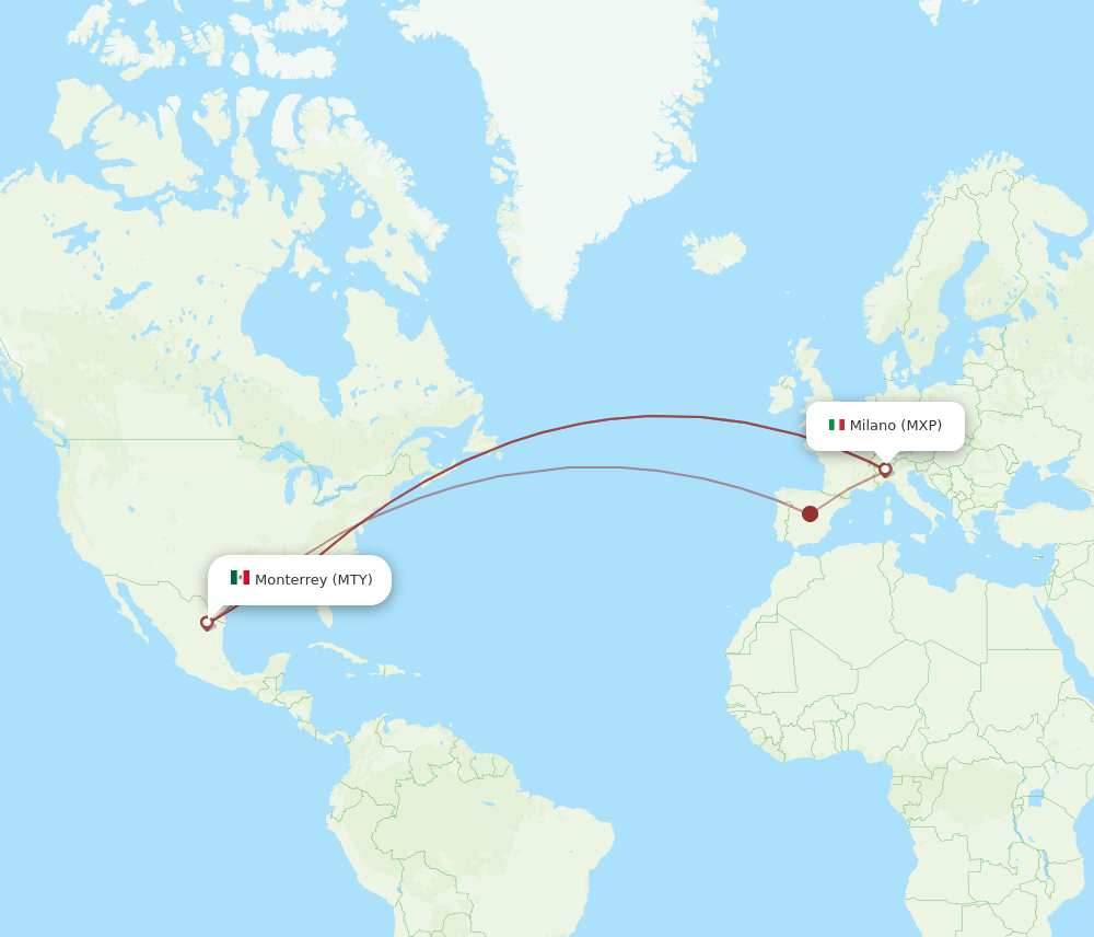 MTY-MXP flight routes