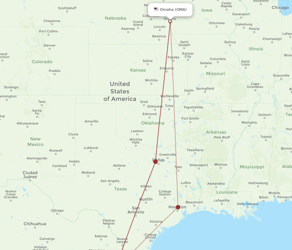 MTY-OMA flight routes