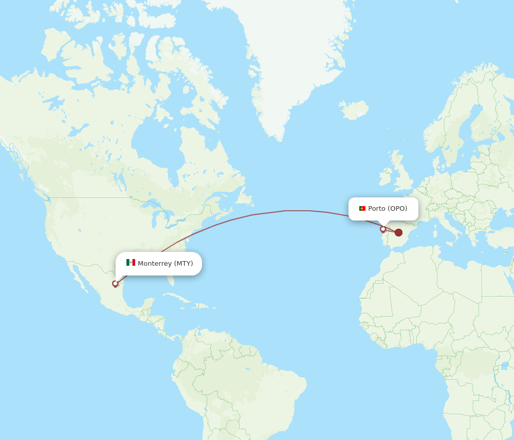 MTY-OPO flight routes