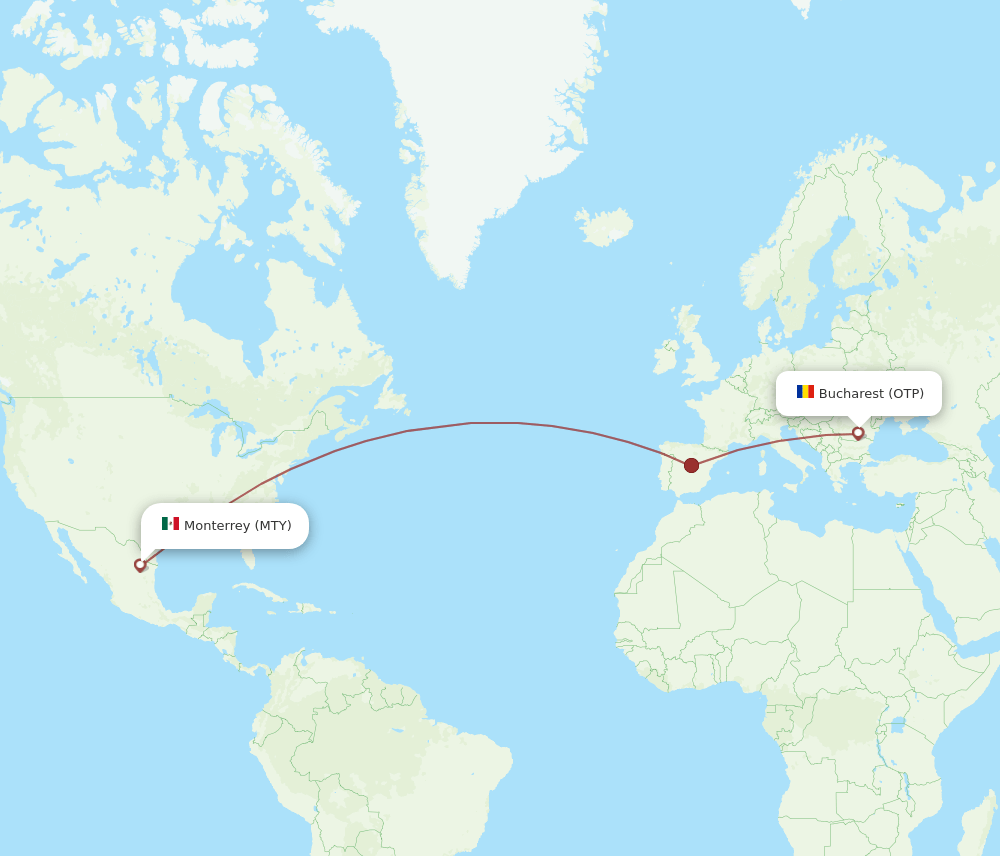 OTP to MTY flights and routes map