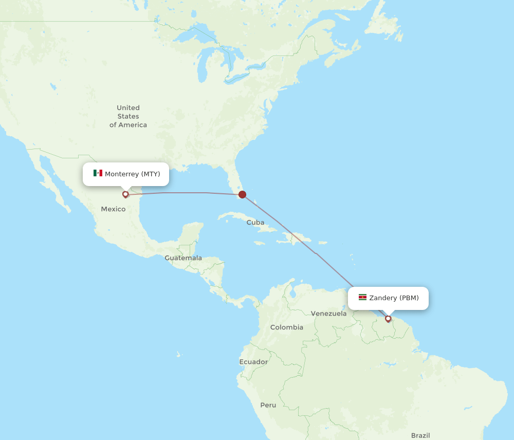 MTY-PBM flight routes
