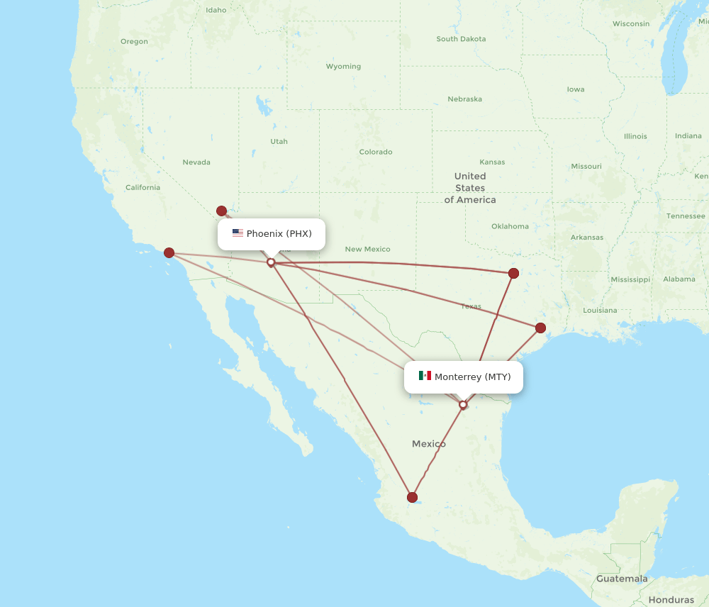 MTY-PHX flight routes