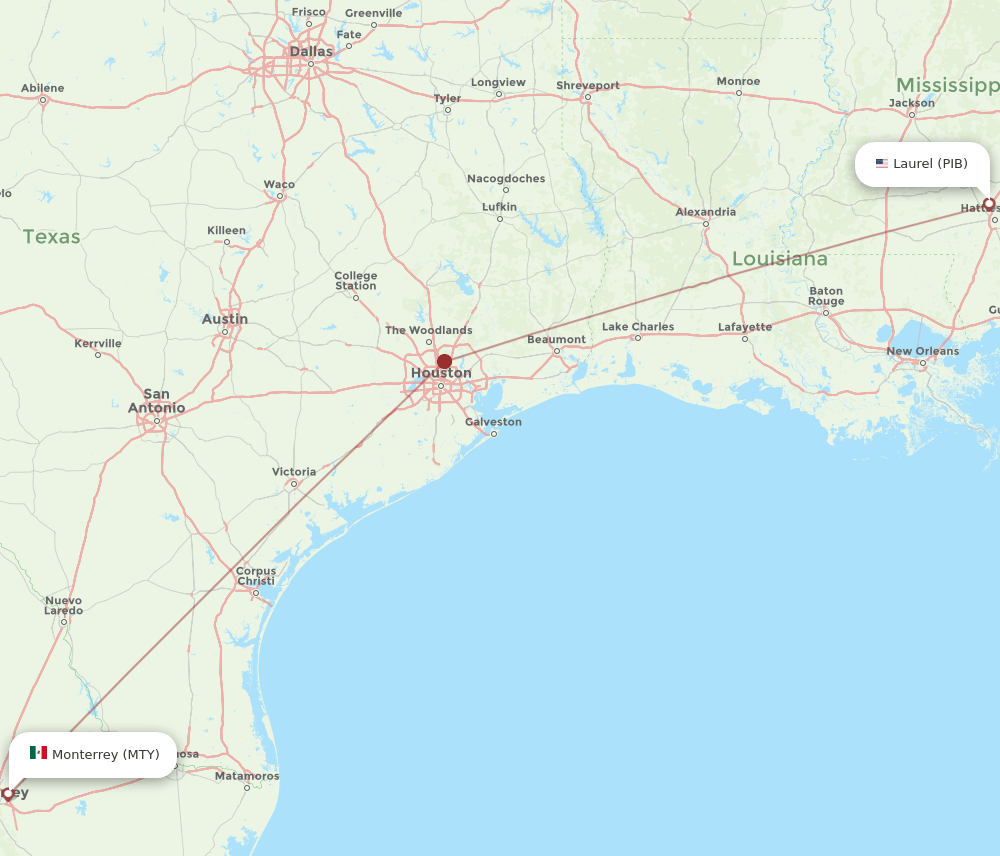 MTY-PIB flight routes