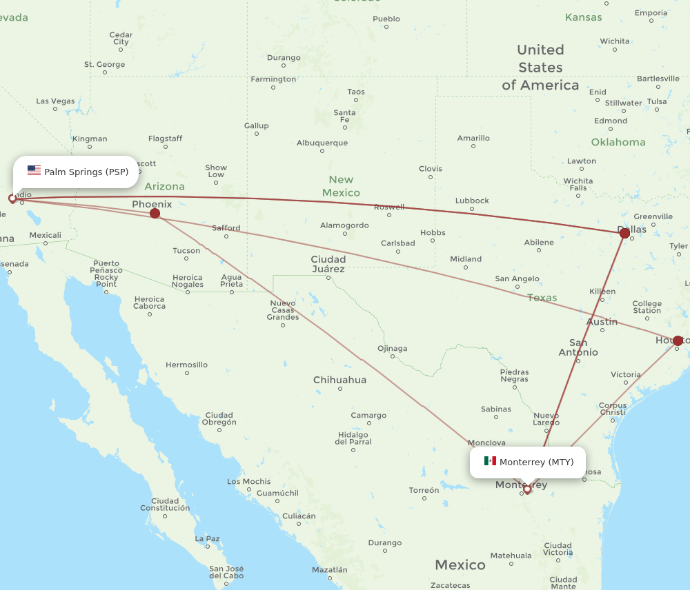 MTY-PSP flight routes