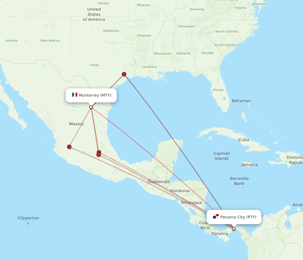 MTY-PTY flight routes
