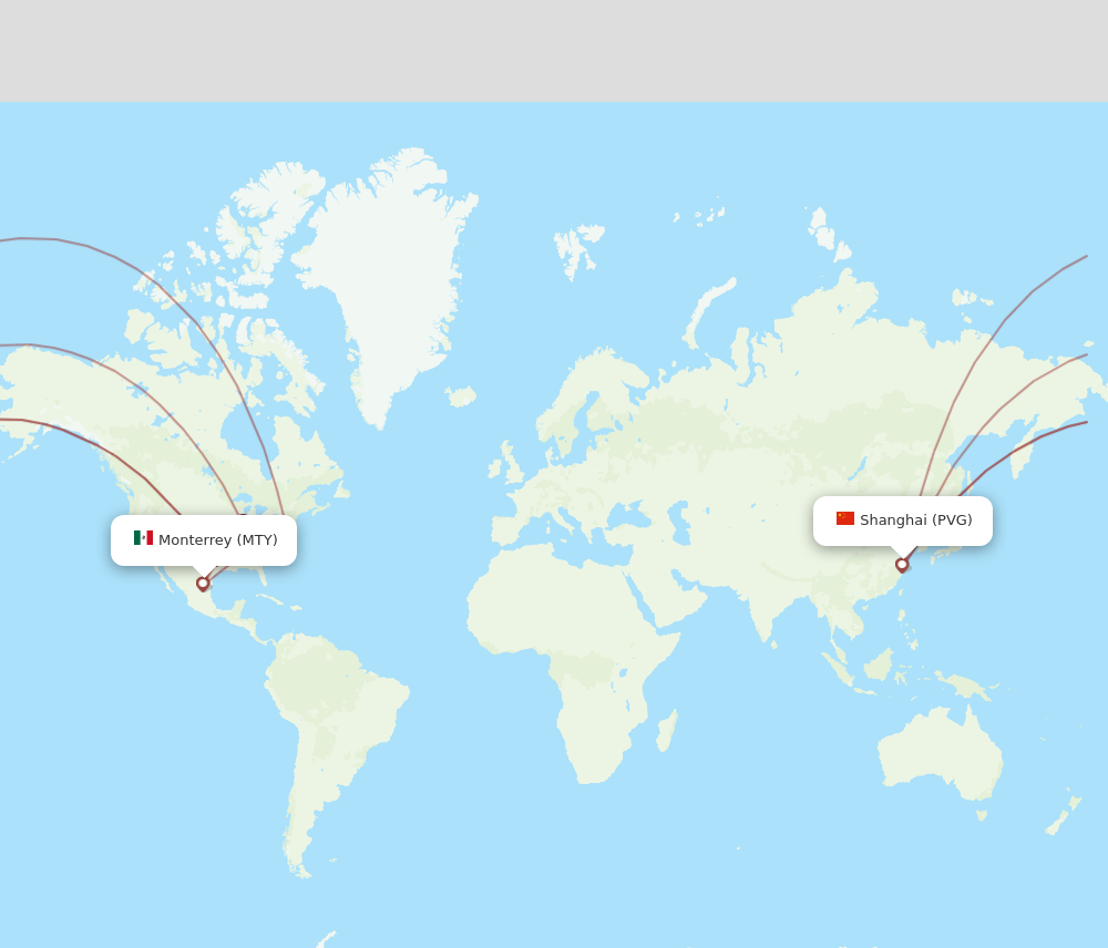 MTY-PVG flight routes