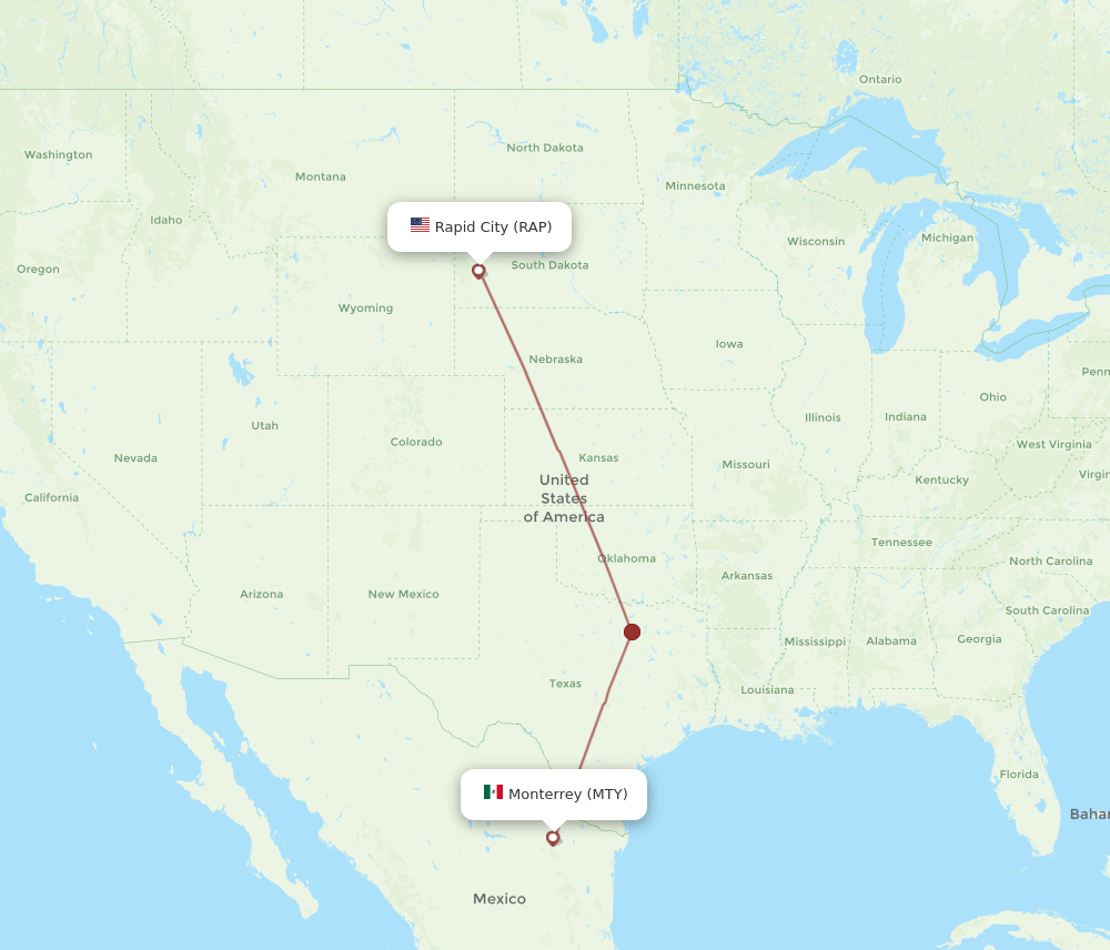 MTY-RAP flight routes