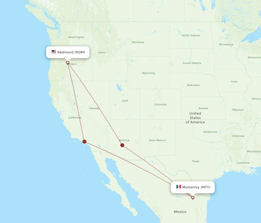 MTY-RDM flight routes