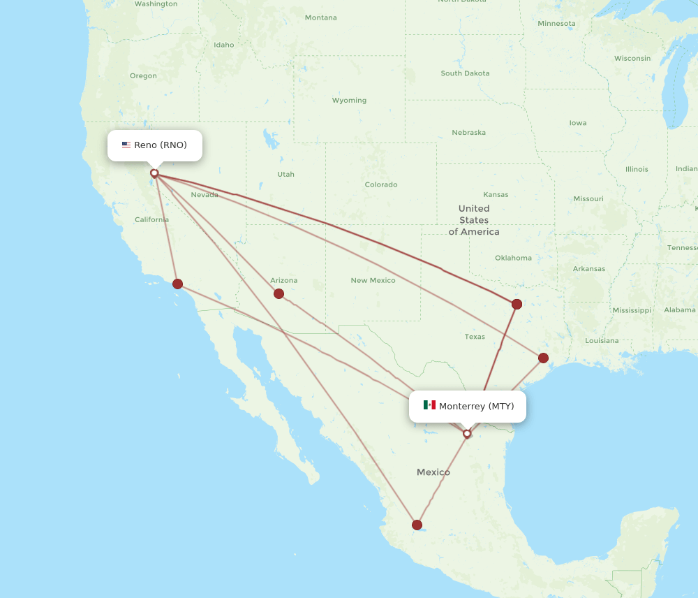 MTY-RNO flight routes