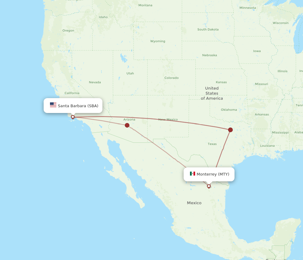 MTY-SBA flight routes